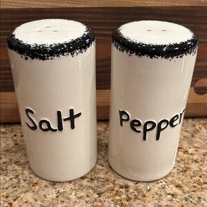 Vintage Black and White Ceramic Salt and Pepper Shakers